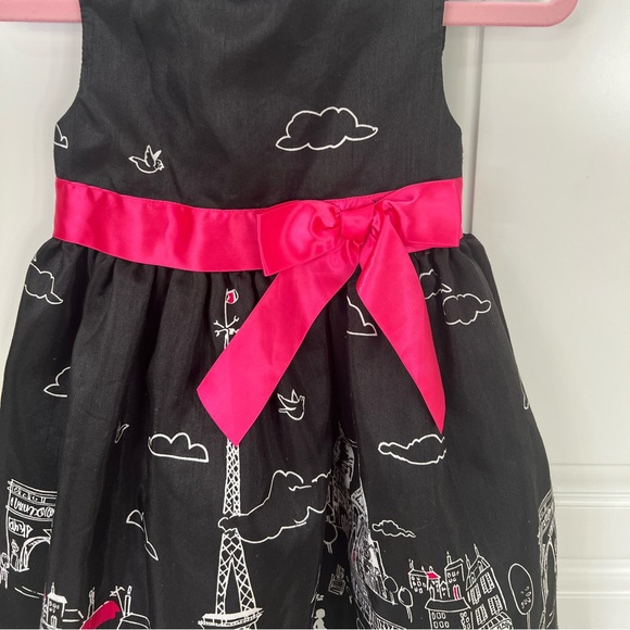 Rare Editions Paris Eiffel Tower black and fuchsia dress size 4 - Picture 2 of 9